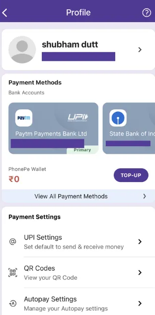 Find UPI ID in PhonePe