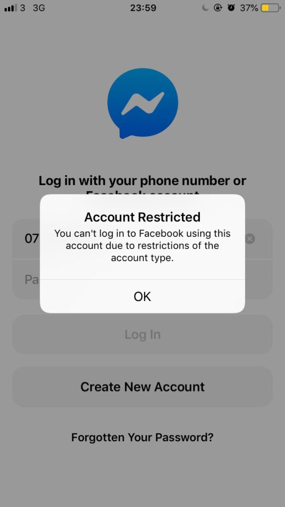 messenger restricted