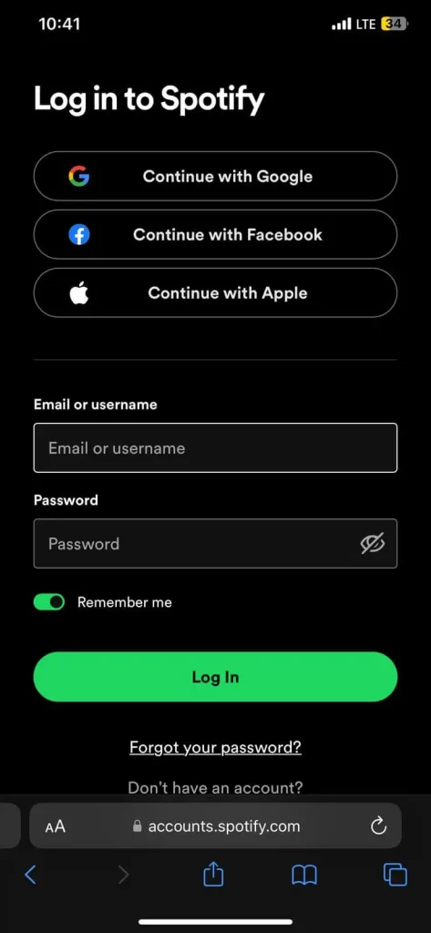 spotify login